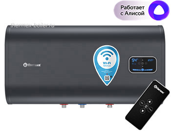 Водонагреватель THERMEX ID 50H PRO Wi-Fi с пультом дистанционного управления, настенный, горизонтальный, плоский, объемом 50 литров в СПБ